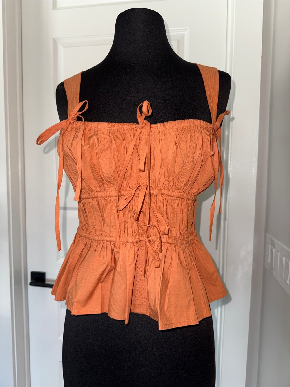 Ulla Johnson Orange Tie-Front Peplum Camisole Sz 0